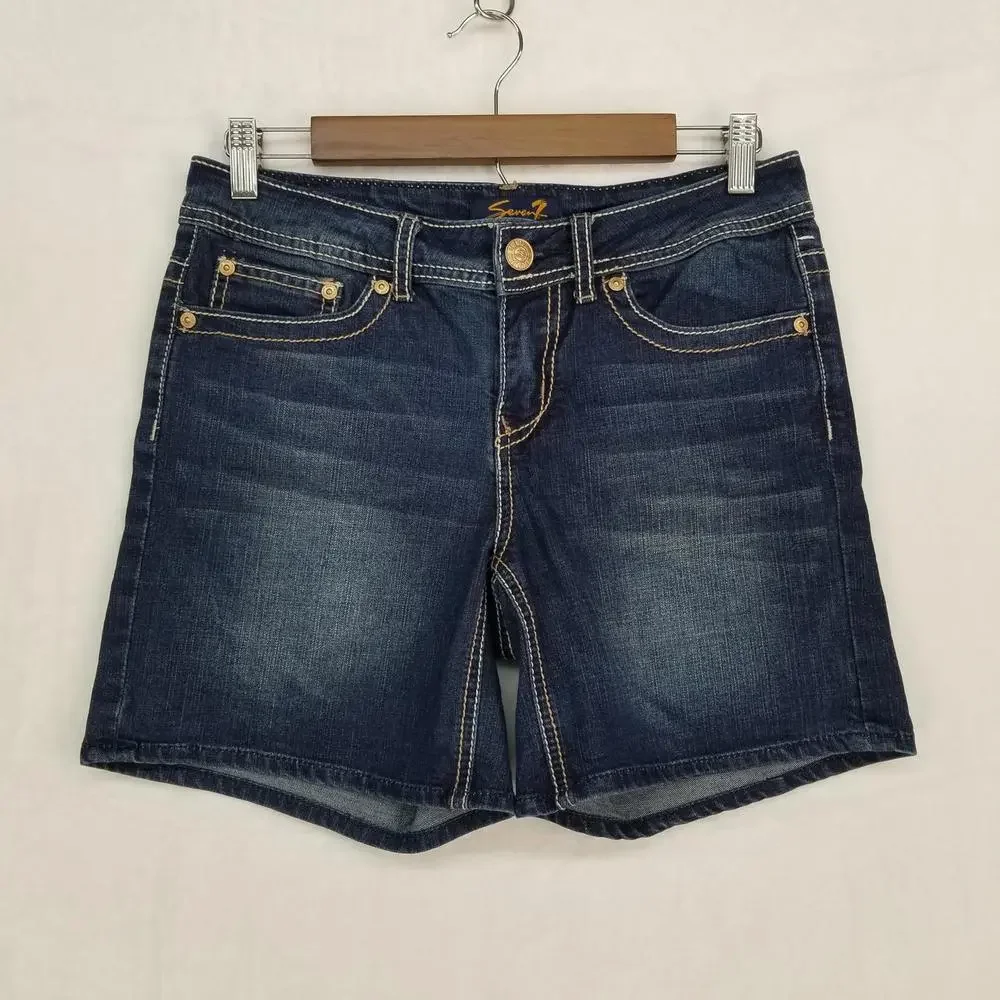 Seven 7 Denim Jean Shorts 6 Dark Wash‎ Blue Like New